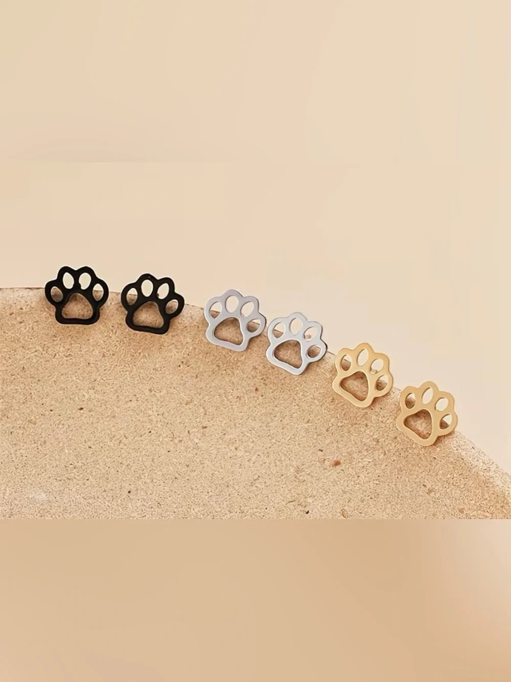 Paw Earrings Set - Gold, Silver and Black